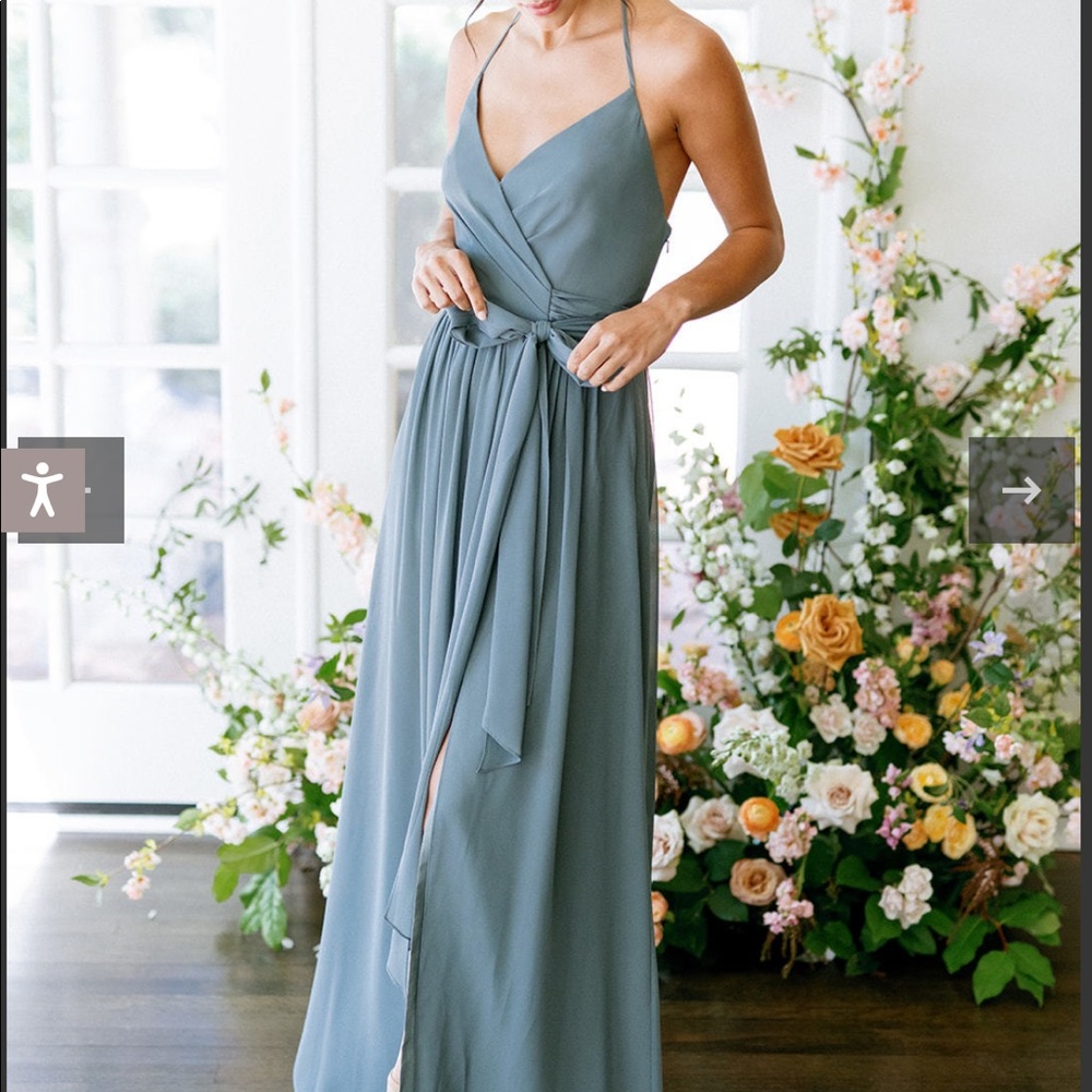 Revelry Hannah Faux Wrap Dress Dove Grey